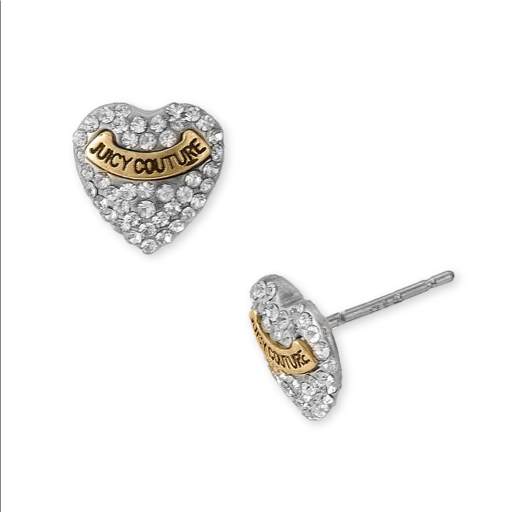 Juicy Couture - Crystal Heart Logo Earrings